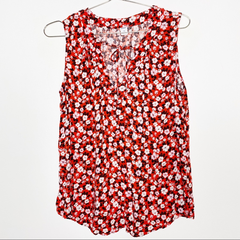 Old Navy Red Floral Tank Top